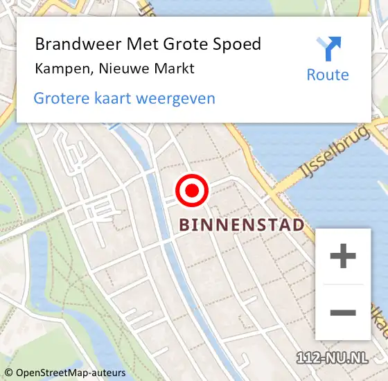 Locatie op kaart van de 112 melding: Brandweer Met Grote Spoed Naar Kampen, Nieuwe Markt op 17 oktober 2015 18:28