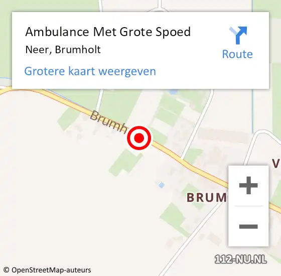 Locatie op kaart van de 112 melding: Ambulance Met Grote Spoed Naar Neer, Brumholt op 17 oktober 2015 18:46