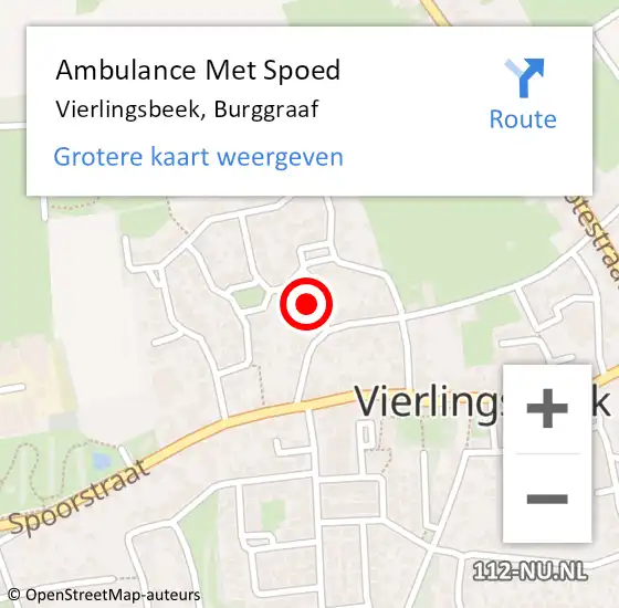 Locatie op kaart van de 112 melding: Ambulance Met Spoed Naar Vierlingsbeek, Burggraaf op 17 oktober 2015 19:05