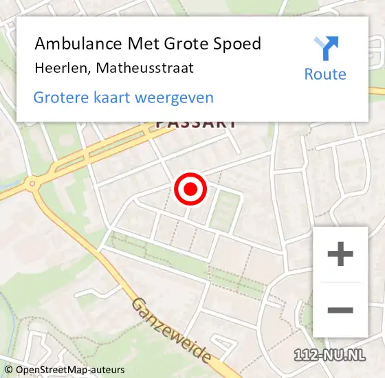 Locatie op kaart van de 112 melding: Ambulance Met Grote Spoed Naar Heerlen, Matheusstraat op 24 november 2013 01:18