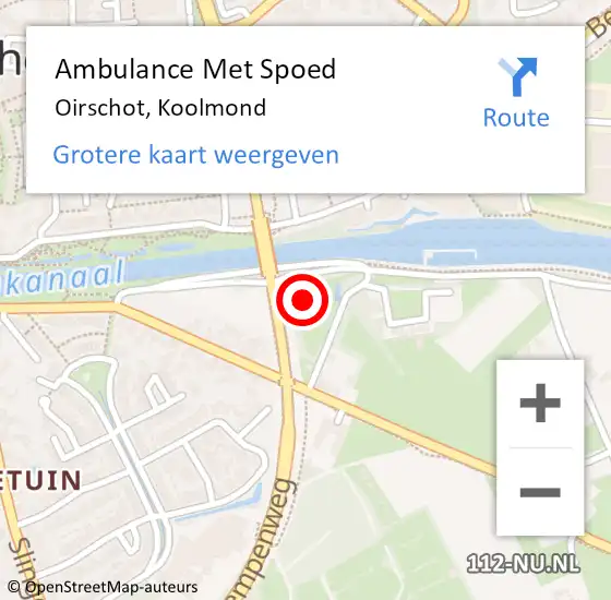 Locatie op kaart van de 112 melding: Ambulance Met Spoed Naar Oirschot, Koolmond op 17 oktober 2015 20:18