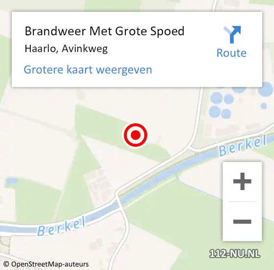 Locatie op kaart van de 112 melding: Brandweer Met Grote Spoed Naar Haarlo, Avinkweg op 17 oktober 2015 21:02