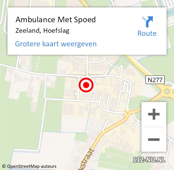 Locatie op kaart van de 112 melding: Ambulance Met Spoed Naar Zeeland, Hoefslag op 17 oktober 2015 21:14