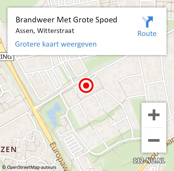 Locatie op kaart van de 112 melding: Brandweer Met Grote Spoed Naar Assen, Witterstraat op 17 oktober 2015 21:20