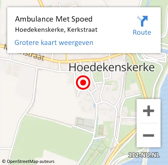 Locatie op kaart van de 112 melding: Ambulance Met Spoed Naar Hoedekenskerke, Kerkstraat op 17 oktober 2015 21:32