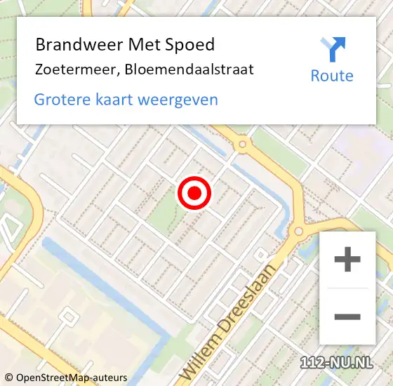 Locatie op kaart van de 112 melding: Brandweer Met Spoed Naar Zoetermeer, Bloemendaalstraat op 13 september 2013 18:12