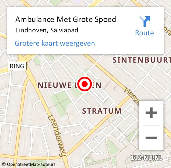 Locatie op kaart van de 112 melding: Ambulance Met Grote Spoed Naar Eindhoven, Salviapad op 17 oktober 2015 22:25