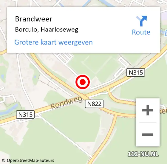 Locatie op kaart van de 112 melding: Brandweer Borculo, Haarloseweg op 17 oktober 2015 23:31