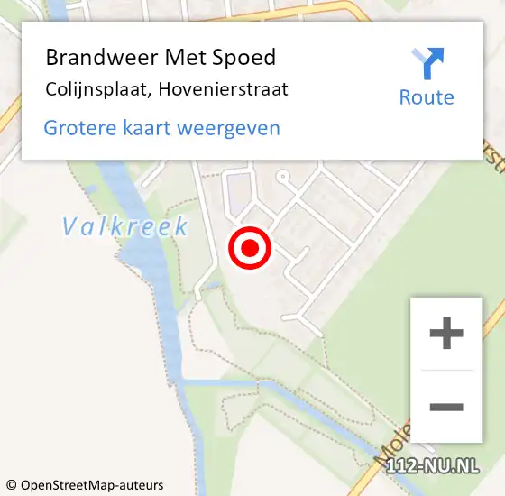 Locatie op kaart van de 112 melding: Brandweer Met Spoed Naar Colijnsplaat, Hovenierstraat op 18 oktober 2015 08:30