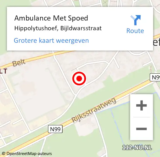 Locatie op kaart van de 112 melding: Ambulance Met Spoed Naar Hippolytushoef, Bijldwarsstraat op 24 november 2013 02:25