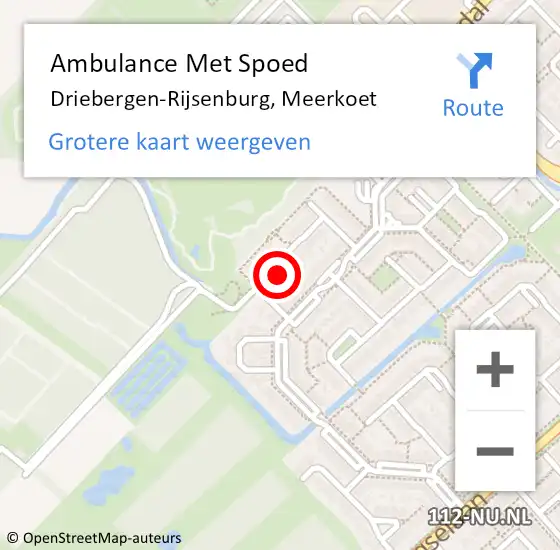 Locatie op kaart van de 112 melding: Ambulance Met Spoed Naar Driebergen-Rijsenburg, Meerkoet op 18 oktober 2015 09:15