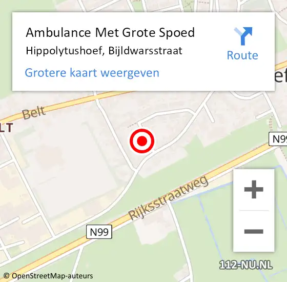 Locatie op kaart van de 112 melding: Ambulance Met Grote Spoed Naar Hippolytushoef, Bijldwarsstraat op 24 november 2013 02:28