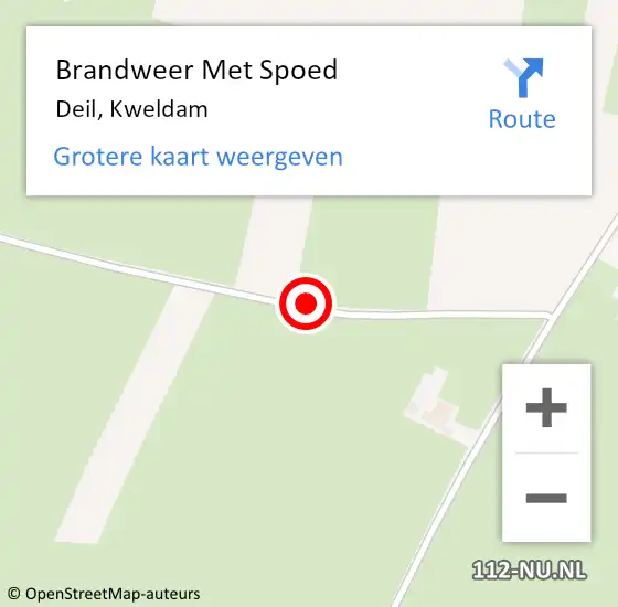 Locatie op kaart van de 112 melding: Brandweer Met Spoed Naar Deil, Kweldam op 18 oktober 2015 09:29