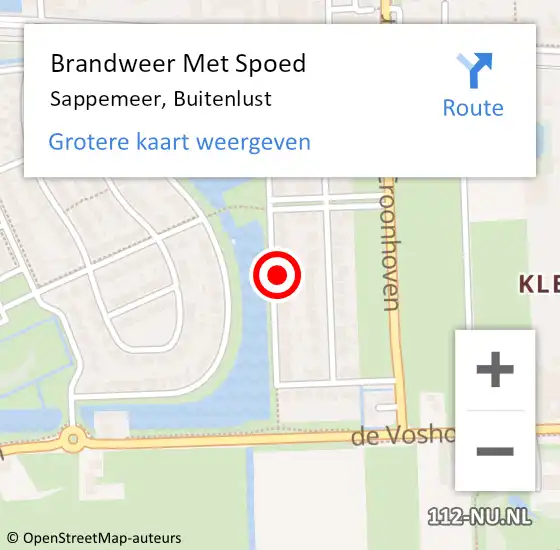 Locatie op kaart van de 112 melding: Brandweer Met Spoed Naar Sappemeer, Buitenlust op 18 oktober 2015 11:19