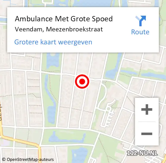 Locatie op kaart van de 112 melding: Ambulance Met Grote Spoed Naar Veendam, Meezenbroekstraat op 18 oktober 2015 11:43