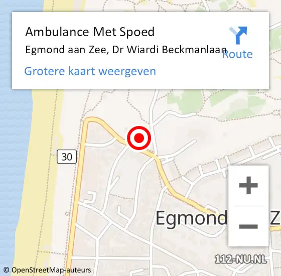 Locatie op kaart van de 112 melding: Ambulance Met Spoed Naar Egmond aan Zee, Dr Wiardi Beckmanlaan op 18 oktober 2015 11:43