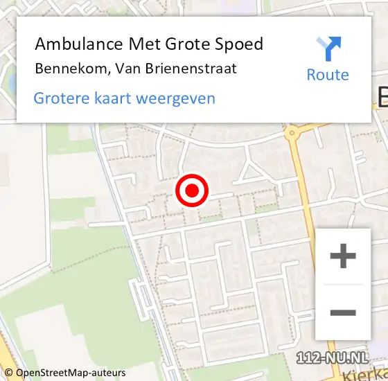 Locatie op kaart van de 112 melding: Ambulance Met Grote Spoed Naar Bennekom, Van Brienenstraat op 18 oktober 2015 14:06