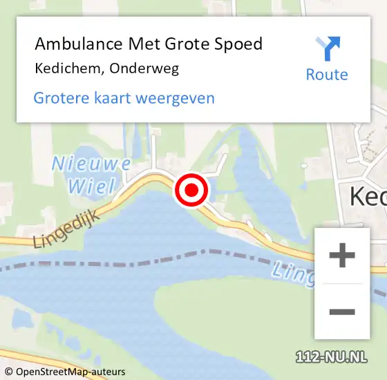 Locatie op kaart van de 112 melding: Ambulance Met Grote Spoed Naar Kedichem, Onderweg op 18 oktober 2015 14:57