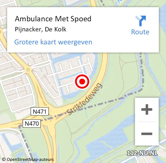 Locatie op kaart van de 112 melding: Ambulance Met Spoed Naar Pijnacker, De Kolk op 18 oktober 2015 15:25