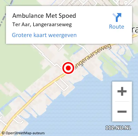 Locatie op kaart van de 112 melding: Ambulance Met Spoed Naar Ter Aar, Langeraarseweg op 18 oktober 2015 16:37