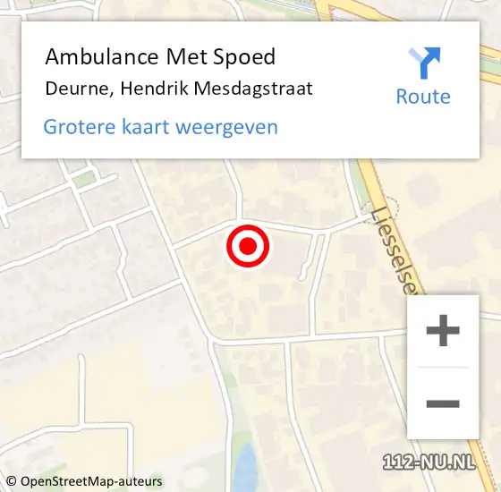 Locatie op kaart van de 112 melding: Ambulance Met Spoed Naar Deurne, Hendrik Mesdagstraat op 18 oktober 2015 17:44