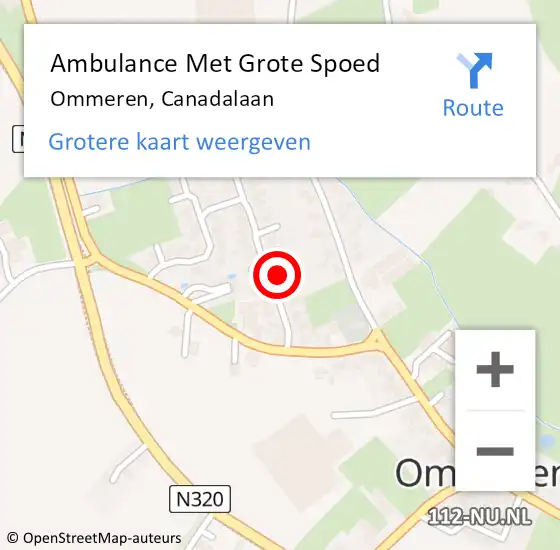 Locatie op kaart van de 112 melding: Ambulance Met Grote Spoed Naar Ommeren, Canadalaan op 18 oktober 2015 17:51