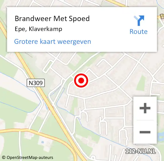 Locatie op kaart van de 112 melding: Brandweer Met Spoed Naar Epe, Klaverkamp op 18 oktober 2015 18:10