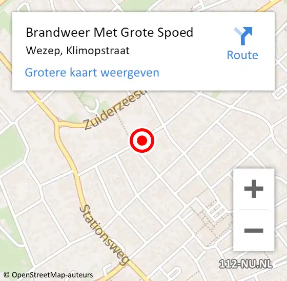 Locatie op kaart van de 112 melding: Brandweer Met Grote Spoed Naar Wezep, Klimopstraat op 18 oktober 2015 21:44