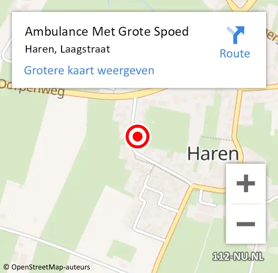 Locatie op kaart van de 112 melding: Ambulance Met Grote Spoed Naar Haren, Laagstraat op 18 oktober 2015 21:45