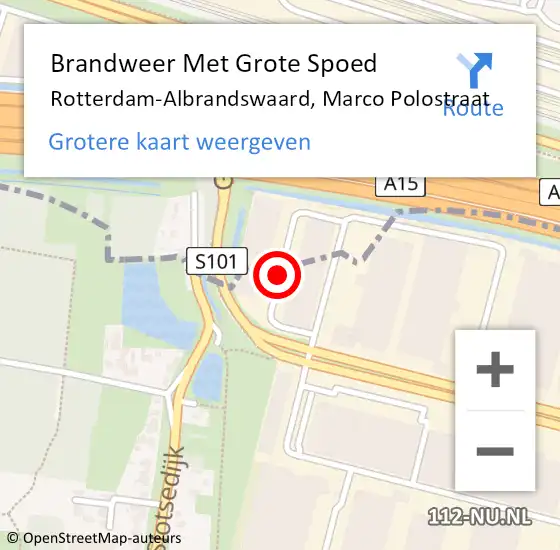 Locatie op kaart van de 112 melding: Brandweer Met Grote Spoed Naar Rotterdam-Albrandswaard, Marco Polostraat op 19 oktober 2015 07:31