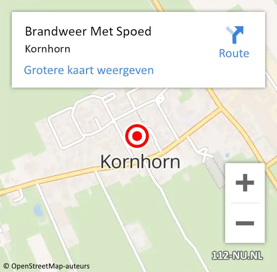 Locatie op kaart van de 112 melding: Brandweer Met Spoed Naar Kornhorn op 19 oktober 2015 08:15