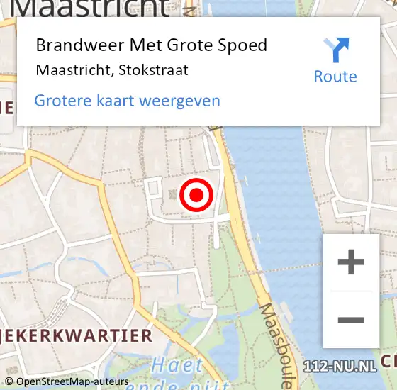 Locatie op kaart van de 112 melding: Brandweer Met Grote Spoed Naar Maastricht, Stokstraat op 19 oktober 2015 08:21