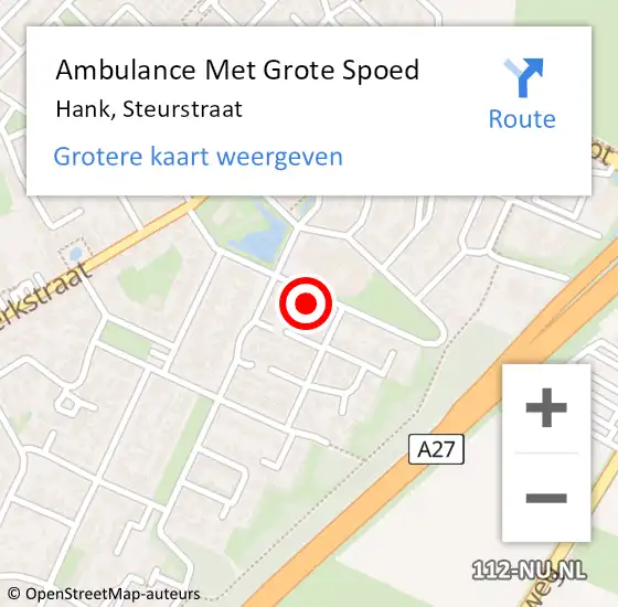 Locatie op kaart van de 112 melding: Ambulance Met Grote Spoed Naar Hank, Steurstraat op 19 oktober 2015 08:38