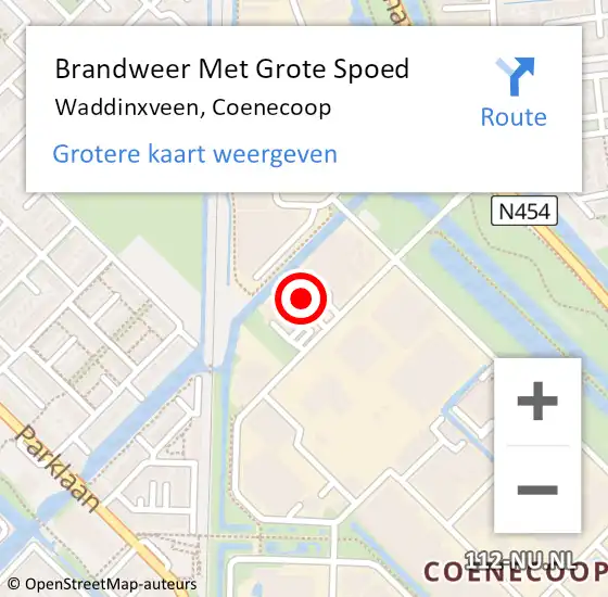 Locatie op kaart van de 112 melding: Brandweer Met Grote Spoed Naar Waddinxveen, Coenecoop op 19 oktober 2015 10:47