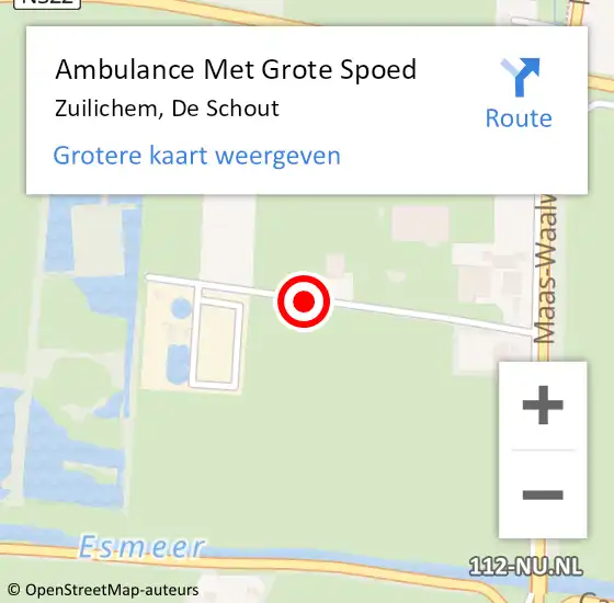 Locatie op kaart van de 112 melding: Ambulance Met Grote Spoed Naar Zuilichem, De Schout op 24 november 2013 07:09