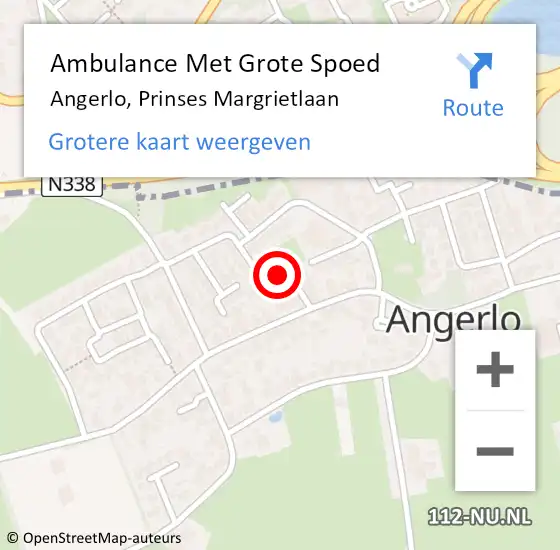 Locatie op kaart van de 112 melding: Ambulance Met Grote Spoed Naar Angerlo, Prinses Margrietlaan op 19 oktober 2015 11:26