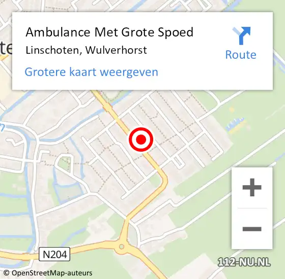 Locatie op kaart van de 112 melding: Ambulance Met Grote Spoed Naar Linschoten, Wulverhorst op 24 november 2013 07:13