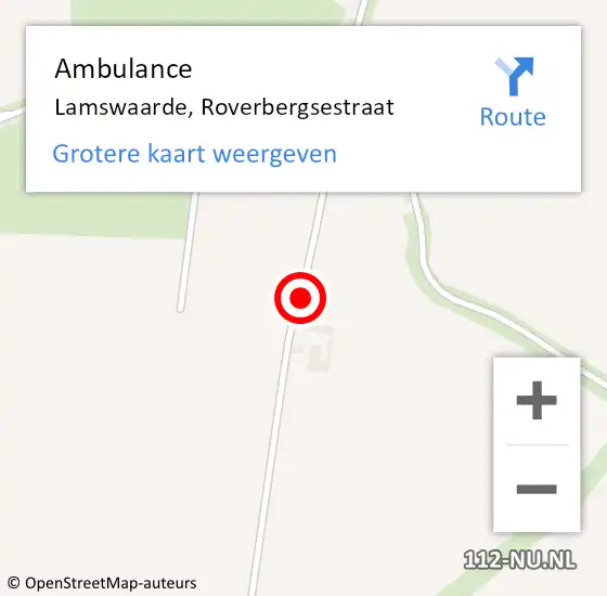 Locatie op kaart van de 112 melding: Ambulance Lamswaarde, Roverbergsestraat op 19 oktober 2015 11:52