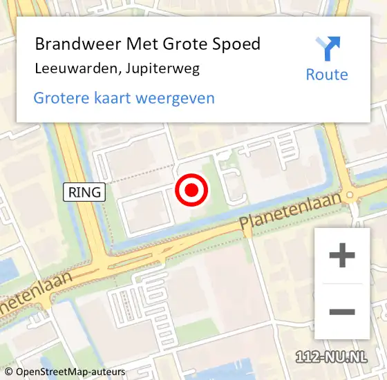 Locatie op kaart van de 112 melding: Brandweer Met Grote Spoed Naar Leeuwarden, Jupiterweg op 19 oktober 2015 12:18