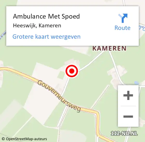 Locatie op kaart van de 112 melding: Ambulance Met Spoed Naar Heeswijk, Kameren op 19 oktober 2015 13:07