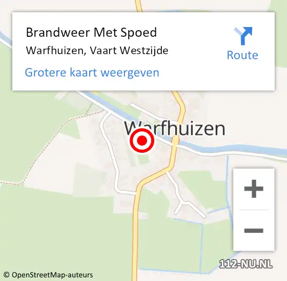 Locatie op kaart van de 112 melding: Brandweer Met Spoed Naar Warfhuizen, Vaart Westzijde op 19 oktober 2015 13:47