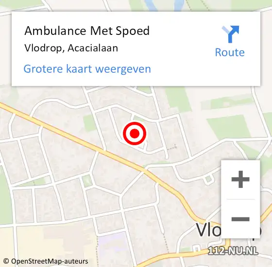 Locatie op kaart van de 112 melding: Ambulance Met Spoed Naar Vlodrop, Acacialaan op 19 oktober 2015 13:53