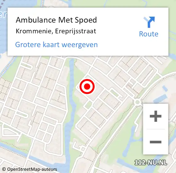 Locatie op kaart van de 112 melding: Ambulance Met Spoed Naar Krommenie, Ereprijsstraat op 19 oktober 2015 13:57