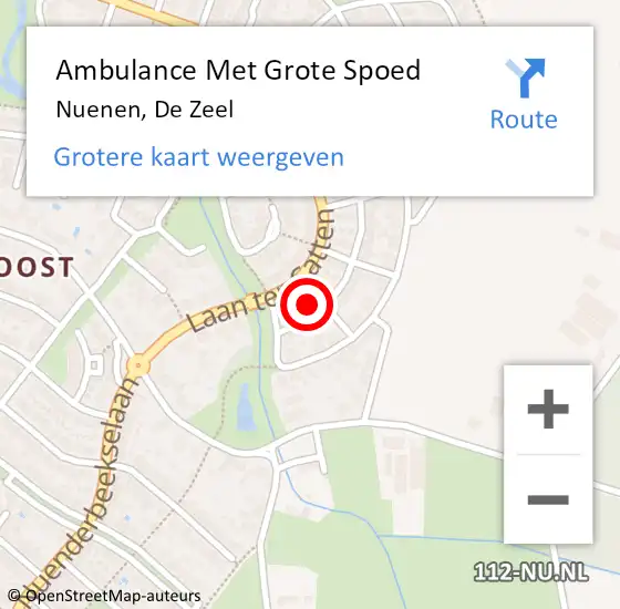 Locatie op kaart van de 112 melding: Ambulance Met Grote Spoed Naar Nuenen, De Zeel op 19 oktober 2015 15:00