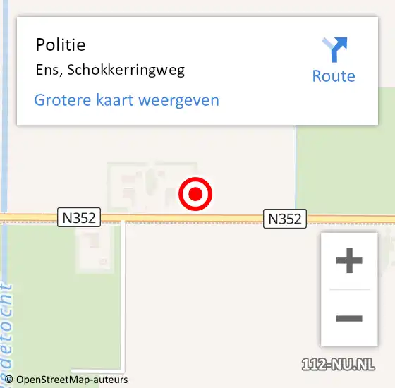 Locatie op kaart van de 112 melding: Politie Ens, Schokkerringweg op 19 oktober 2015 15:17