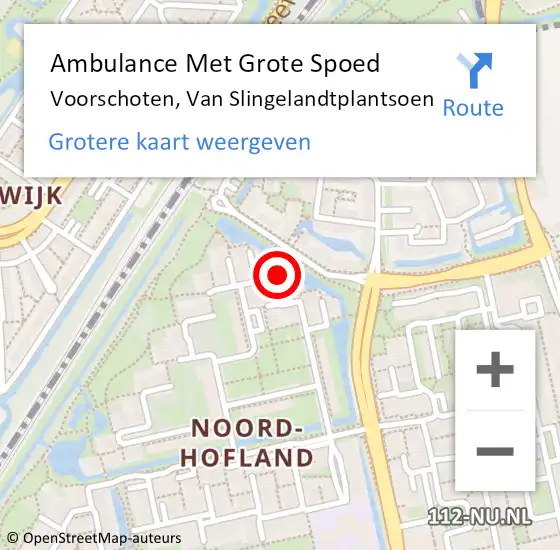 Locatie op kaart van de 112 melding: Ambulance Met Grote Spoed Naar Voorschoten, Van Slingelandtplantsoen op 19 oktober 2015 15:30