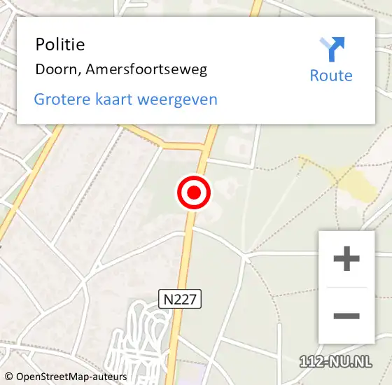 Locatie op kaart van de 112 melding: Politie Doorn, Amersfoortseweg op 19 oktober 2015 15:45