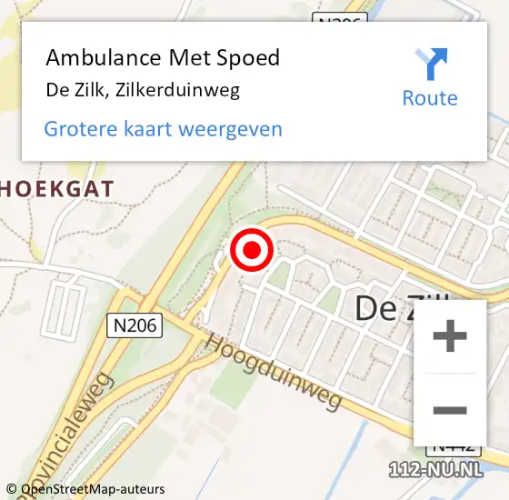 Locatie op kaart van de 112 melding: Ambulance Met Spoed Naar De Zilk, Zilkerduinweg op 19 oktober 2015 16:08