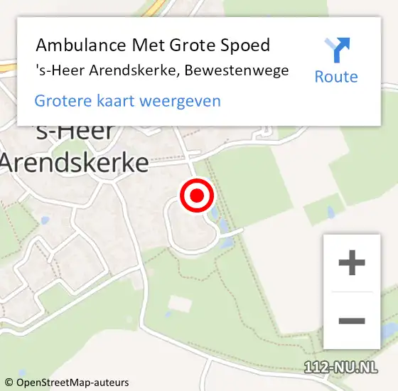 Locatie op kaart van de 112 melding: Ambulance Met Grote Spoed Naar 's-Heer Arendskerke, Bewestenwege op 19 oktober 2015 16:40