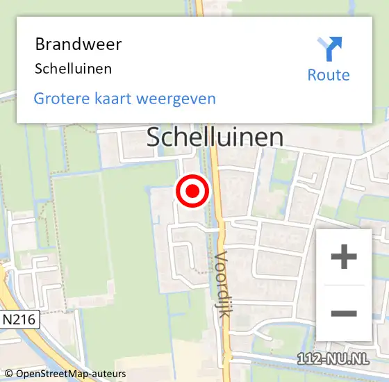 Locatie op kaart van de 112 melding: Brandweer Schelluinen op 19 oktober 2015 16:51